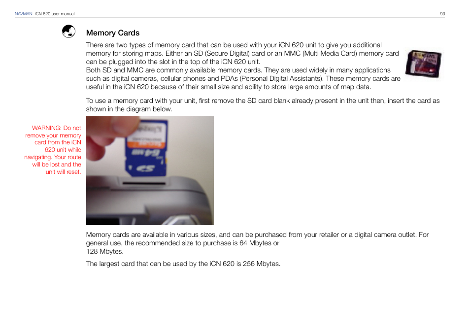 Navman iCN 620 User Manual | Page 93 / 106