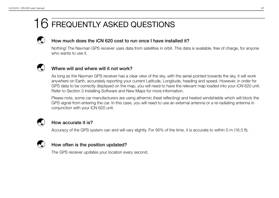 Frequently asked questions | Navman iCN 620 User Manual | Page 97 / 106