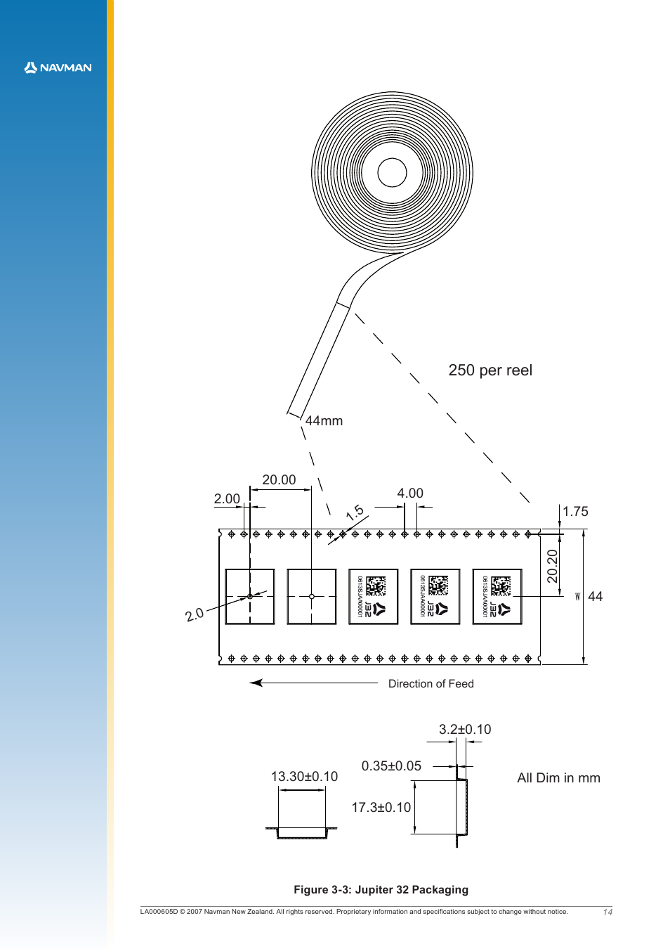 250 per reel | Navman JUPITER LA000605D User Manual | Page 17 / 26