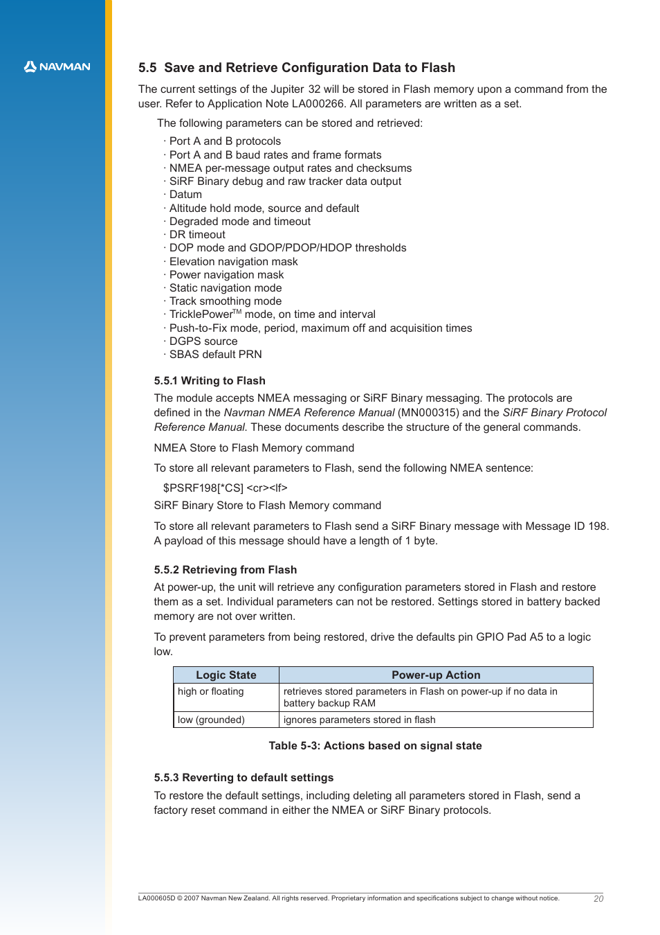 5 save and retrieve configuration data to flash | Navman JUPITER LA000605D User Manual | Page 23 / 26