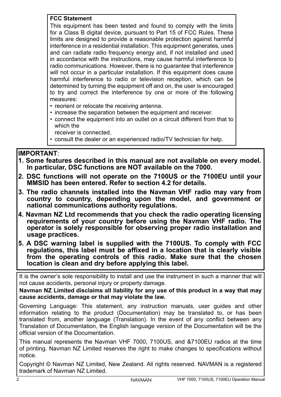 Navman 7000 User Manual | Page 2 / 52