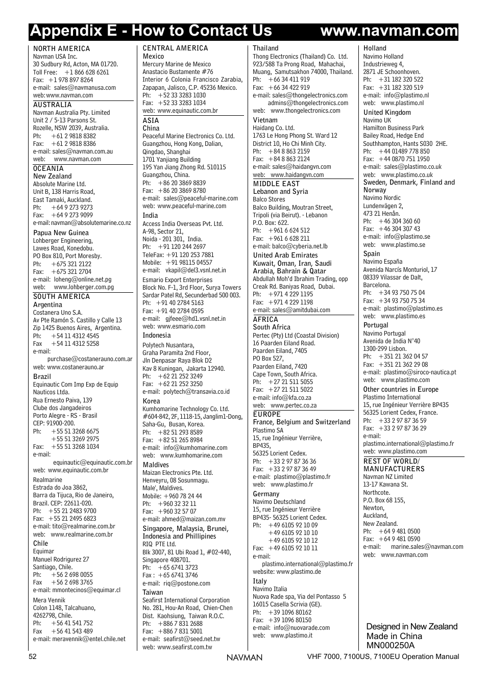 Declaration of conformity | Navman 7000 User Manual | Page 52 / 52