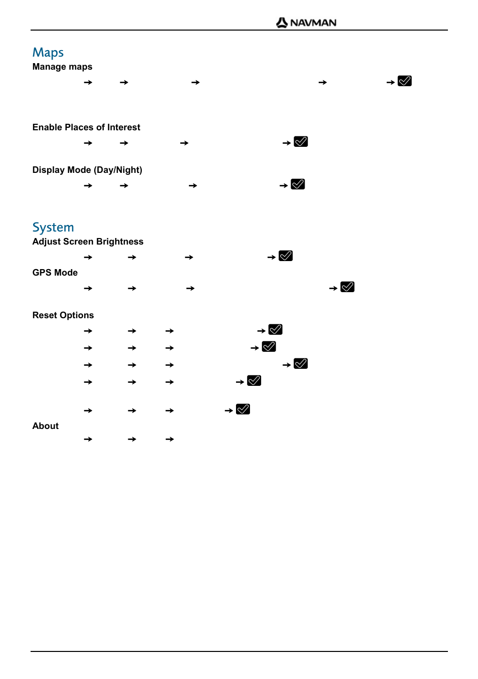 Maps, System | Navman F-Series User Manual | Page 21 / 24