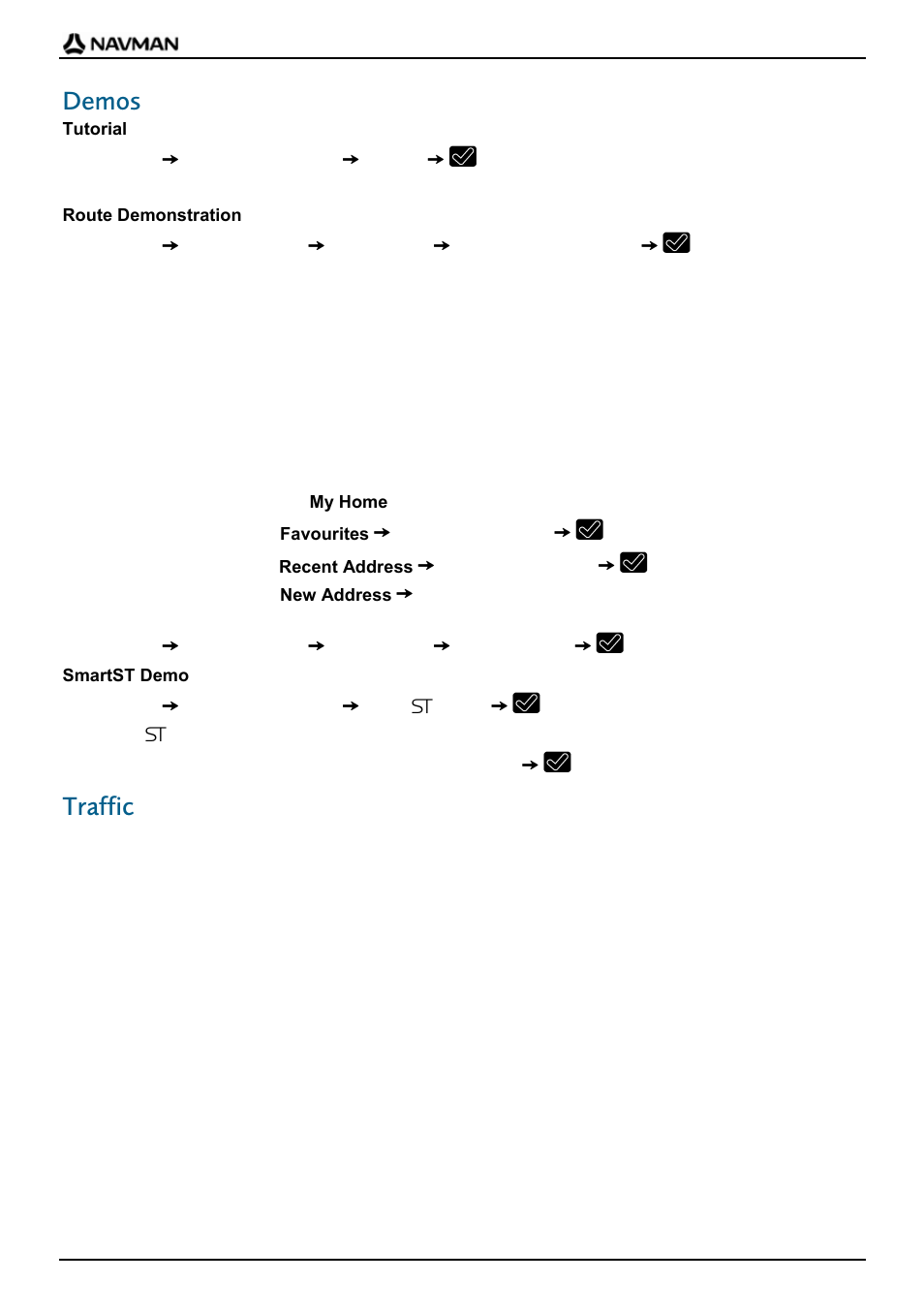 Demos, Traffic | Navman F-Series User Manual | Page 22 / 24