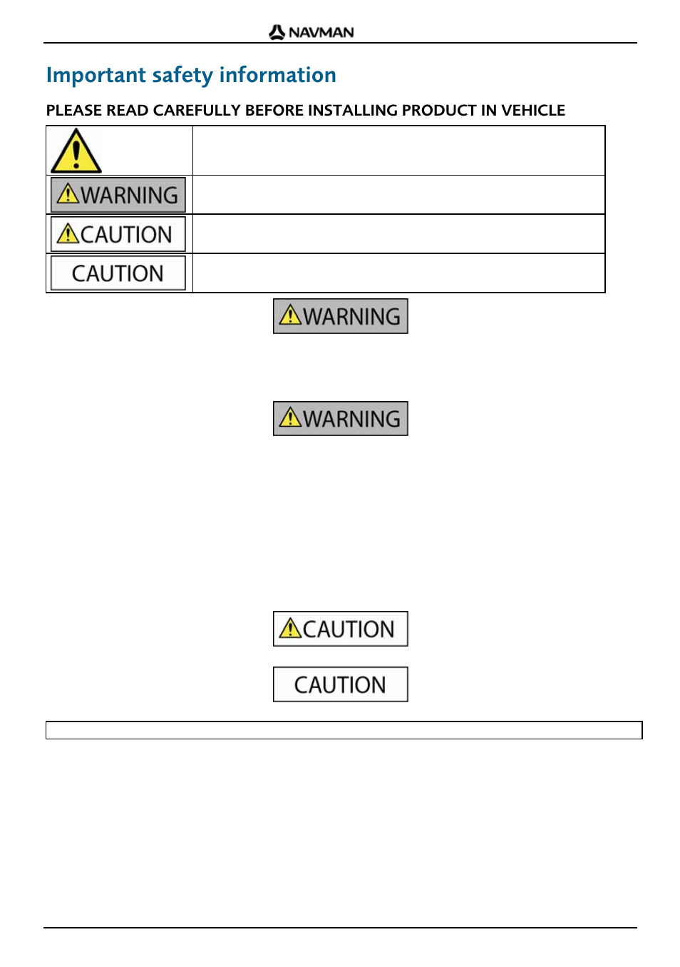 Important safety information, F-series | important safety information | Navman F20 Europe User Manual | Page 3 / 24