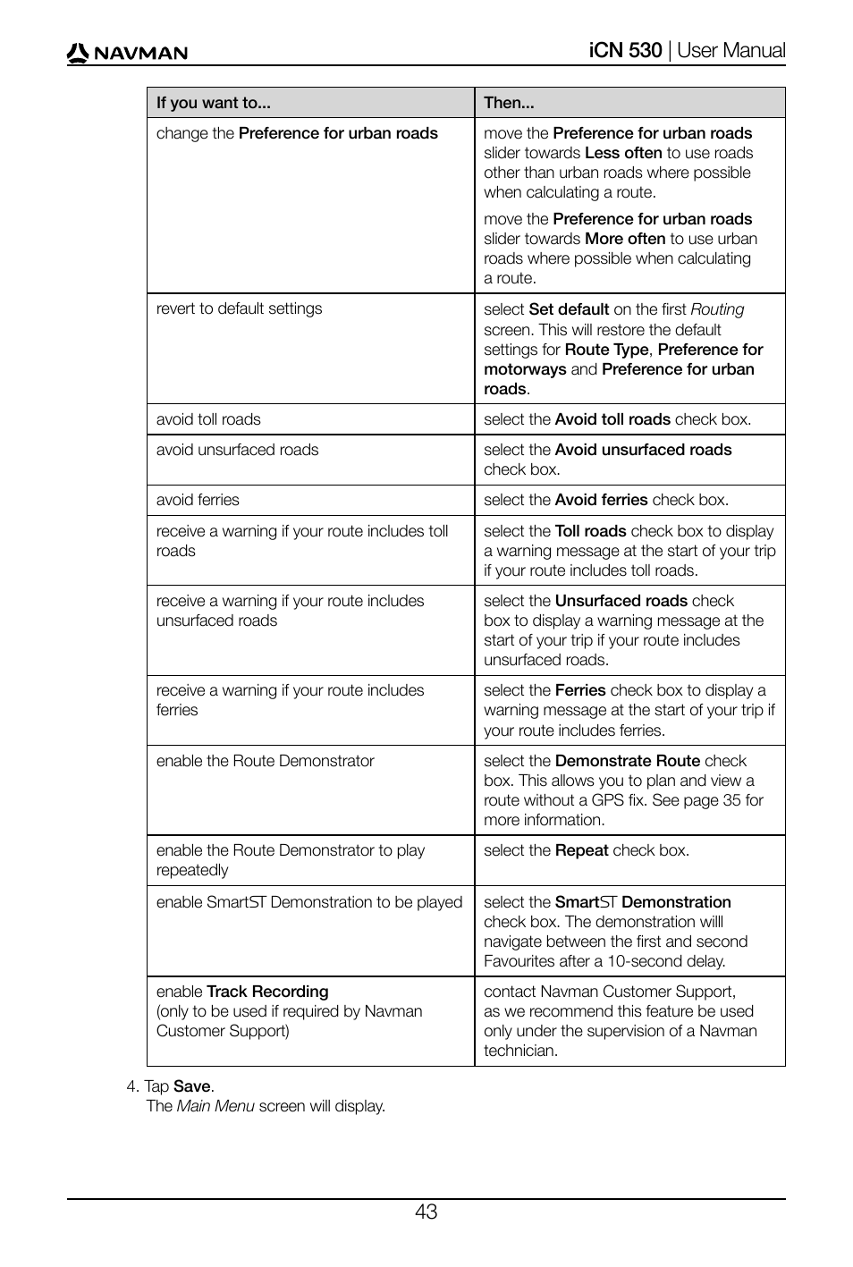 Navman SmartS iCN530 User Manual | Page 43 / 72