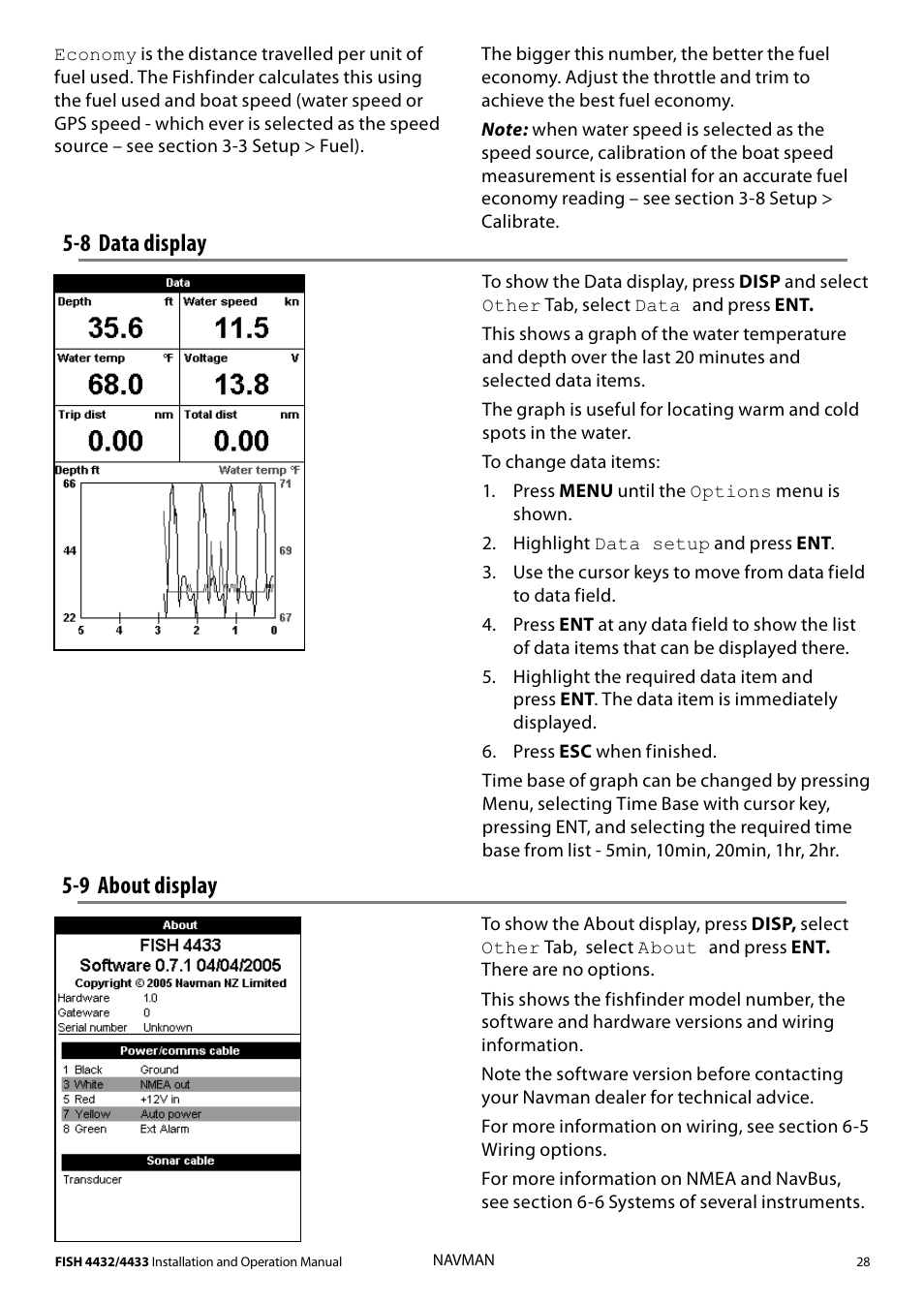 9 about display, 8 data display | Navman 4433 User Manual | Page 26 / 37