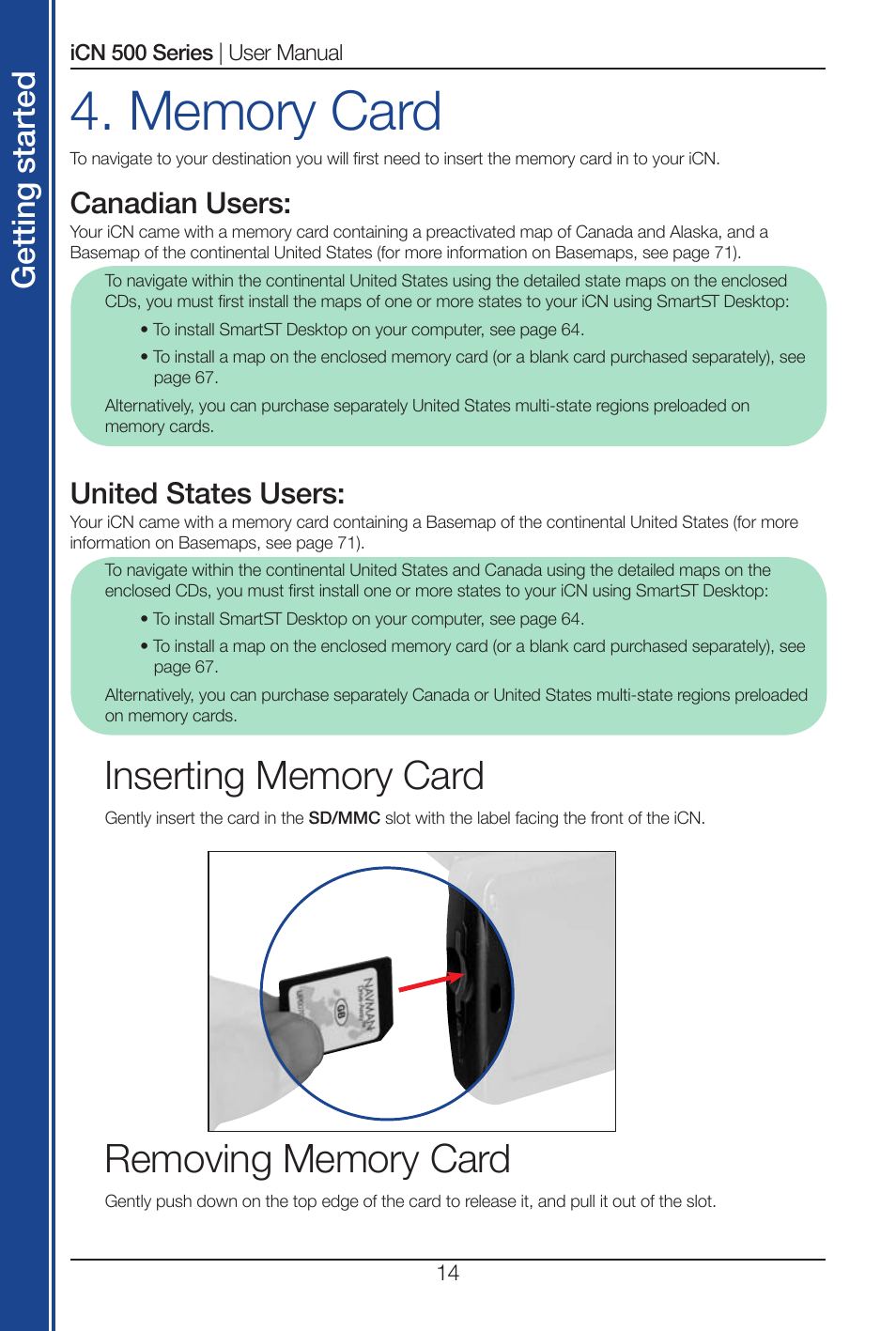 Get tin g st ar te d | Navman iCN 520 User Manual | Page 14 / 92