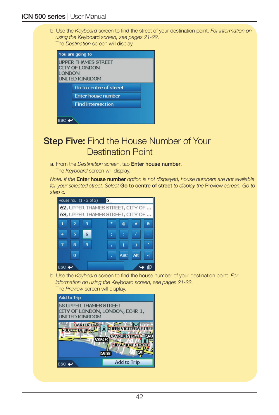 Navman iCN 500 series User Manual | Page 42 / 100