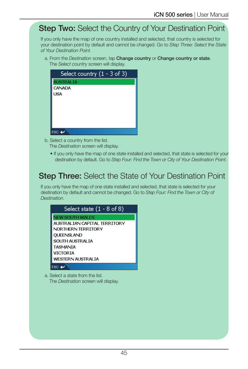 Navman iCN 500 series User Manual | Page 45 / 100