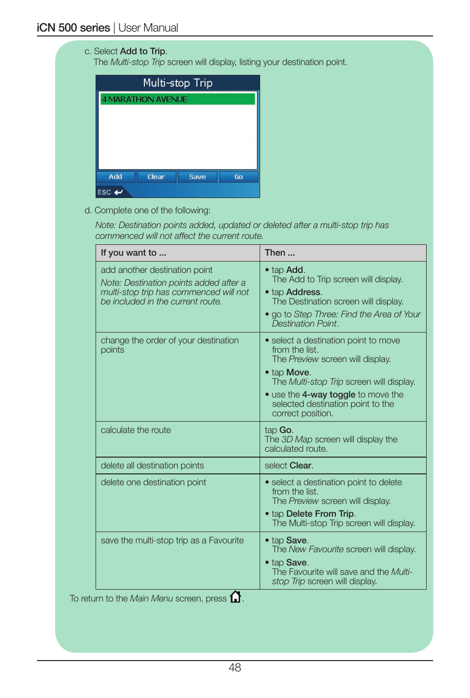 Navman iCN 500 series User Manual | Page 48 / 100