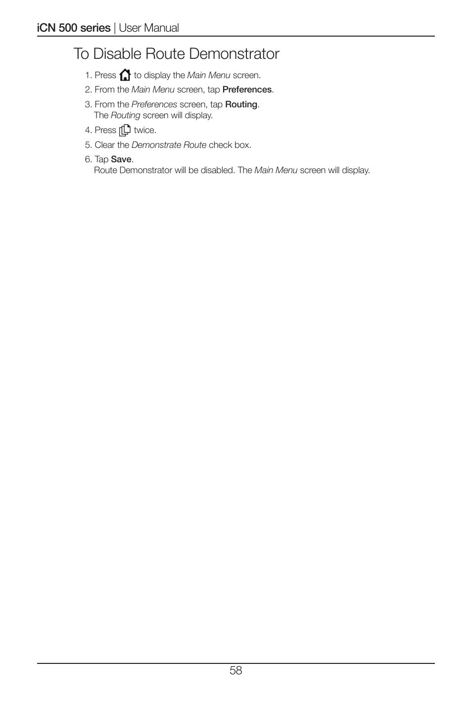 Navman iCN 500 series User Manual | Page 58 / 100