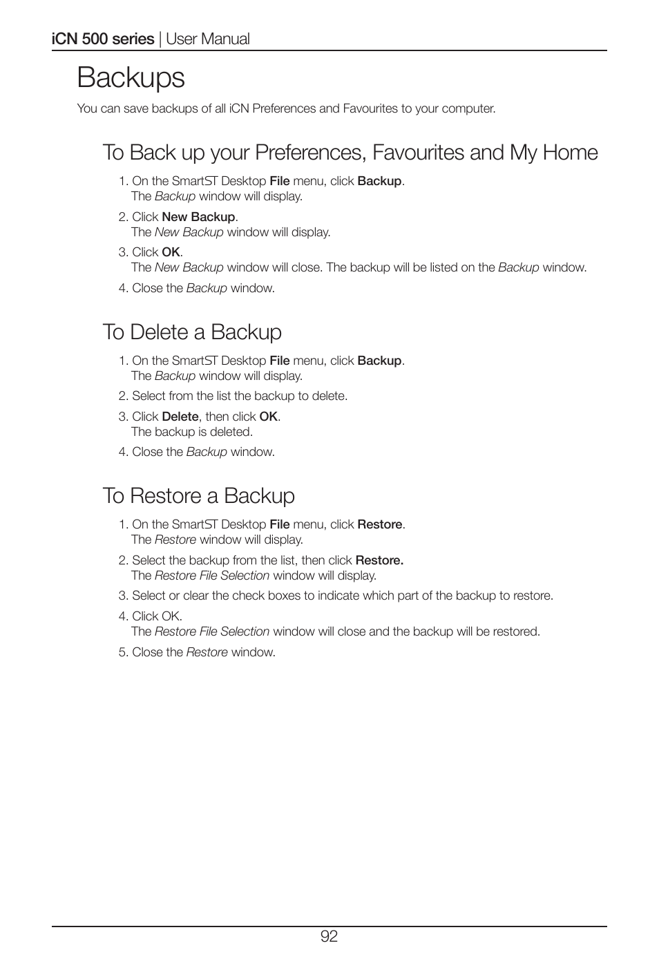 Backups | Navman iCN 500 series User Manual | Page 92 / 100