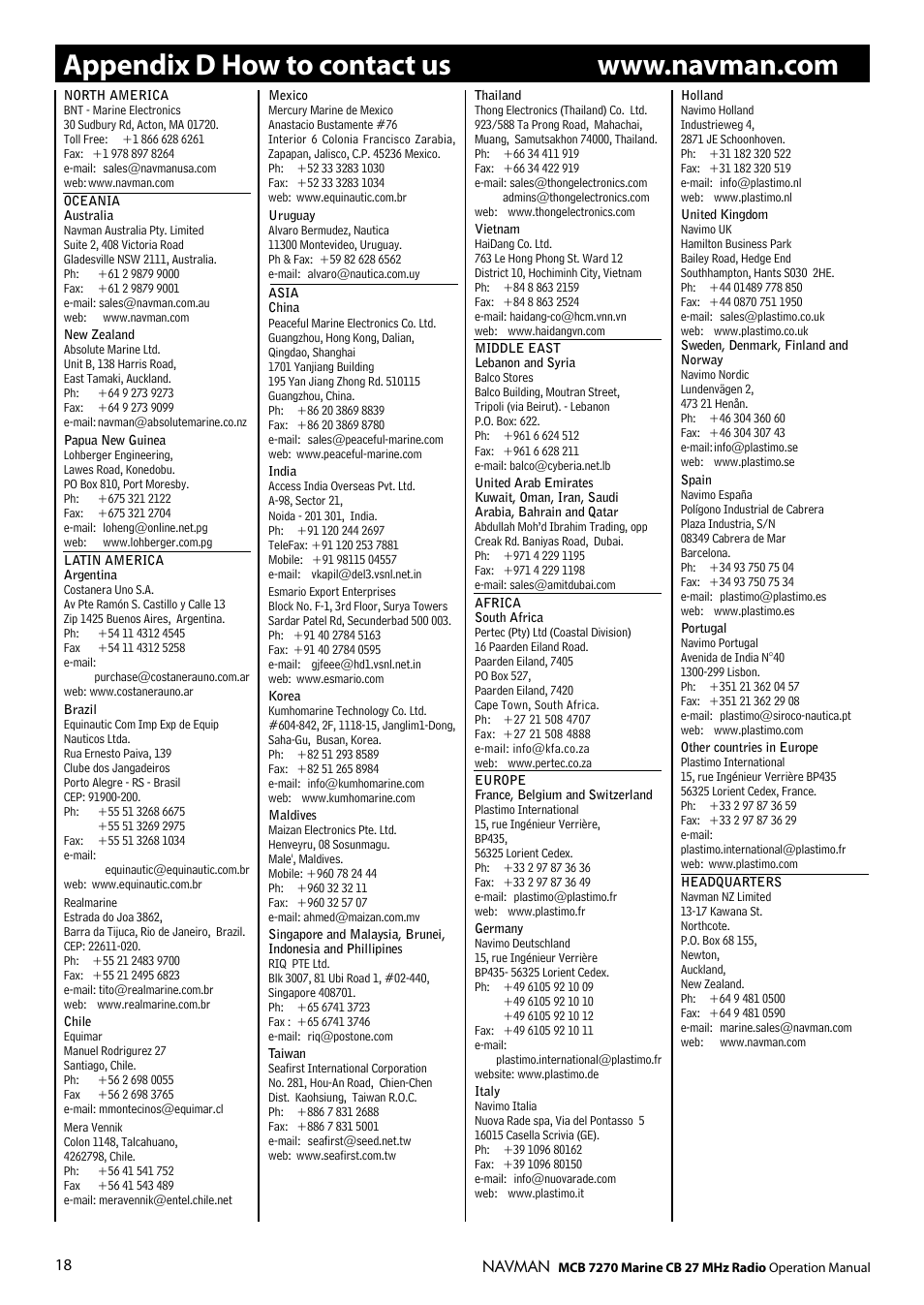 Navman MCB 7270 User Manual | Page 17 / 18