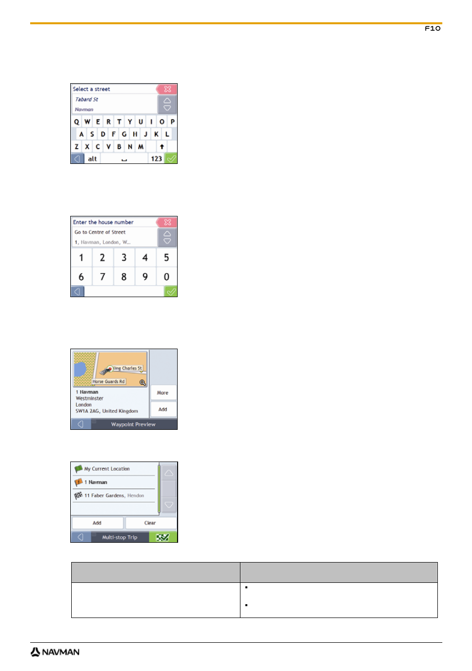 Search for the street name and house number | Navman F10 User Manual | Page 21 / 90