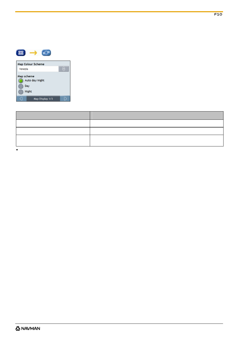 Map display, Map display 1/3 | Navman F10 User Manual | Page 47 / 90