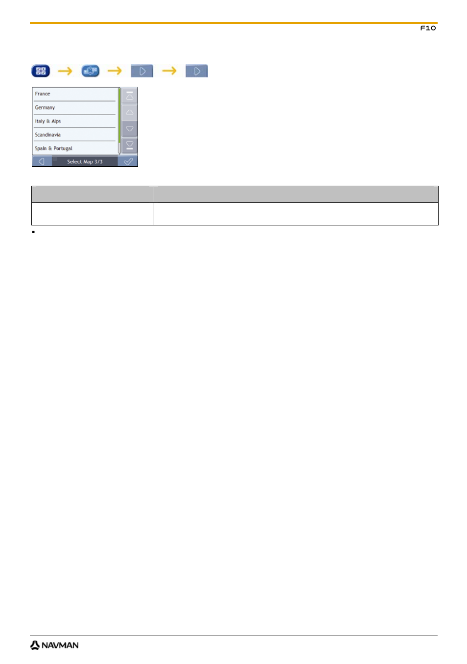 Select map 3/3 | Navman F10 User Manual | Page 49 / 90