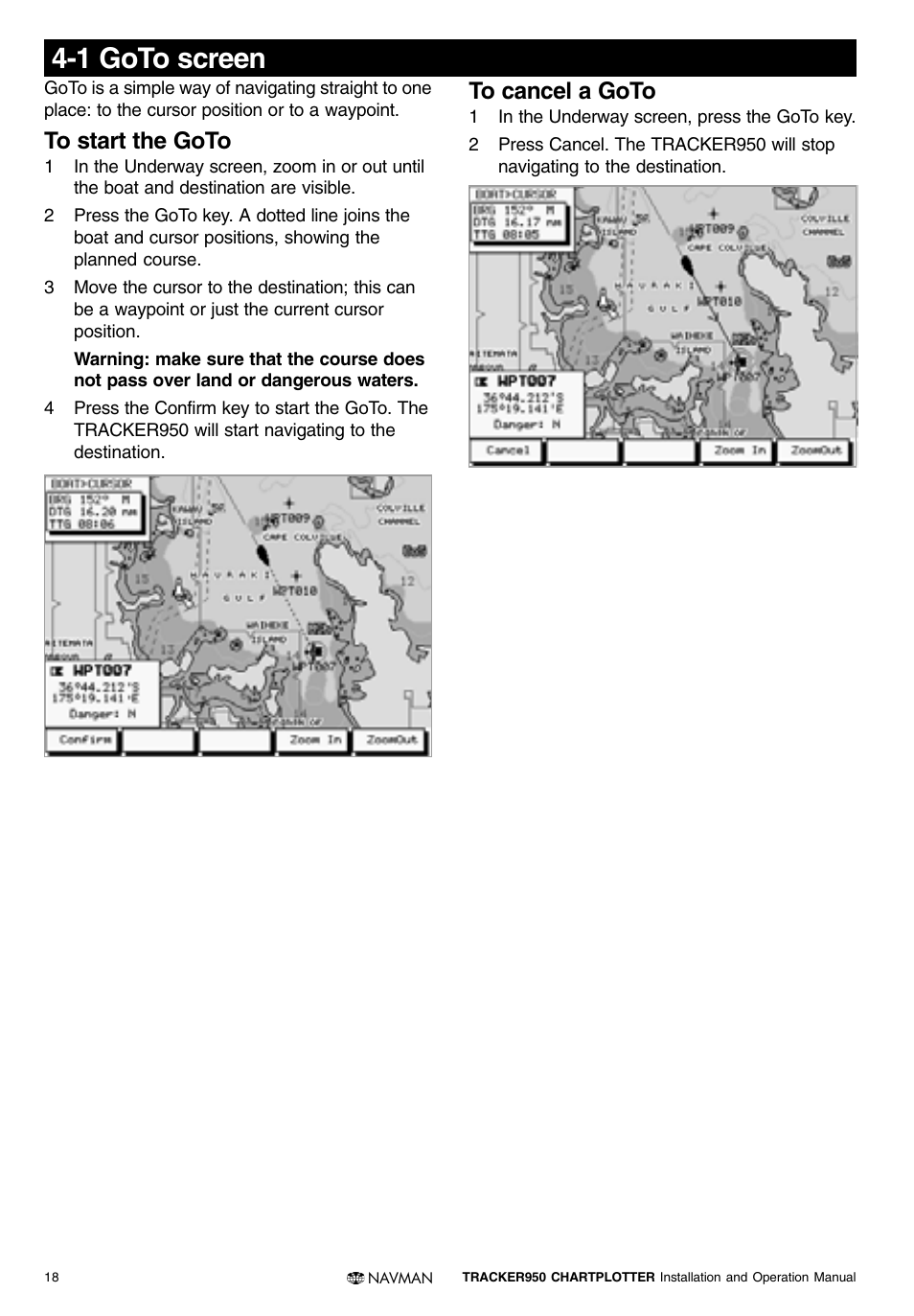 1 goto screen | Navman TRACKER950 User Manual | Page 16 / 41