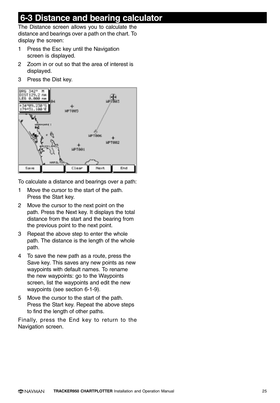 3 distance and bearing calculator | Navman TRACKER950 User Manual | Page 23 / 41