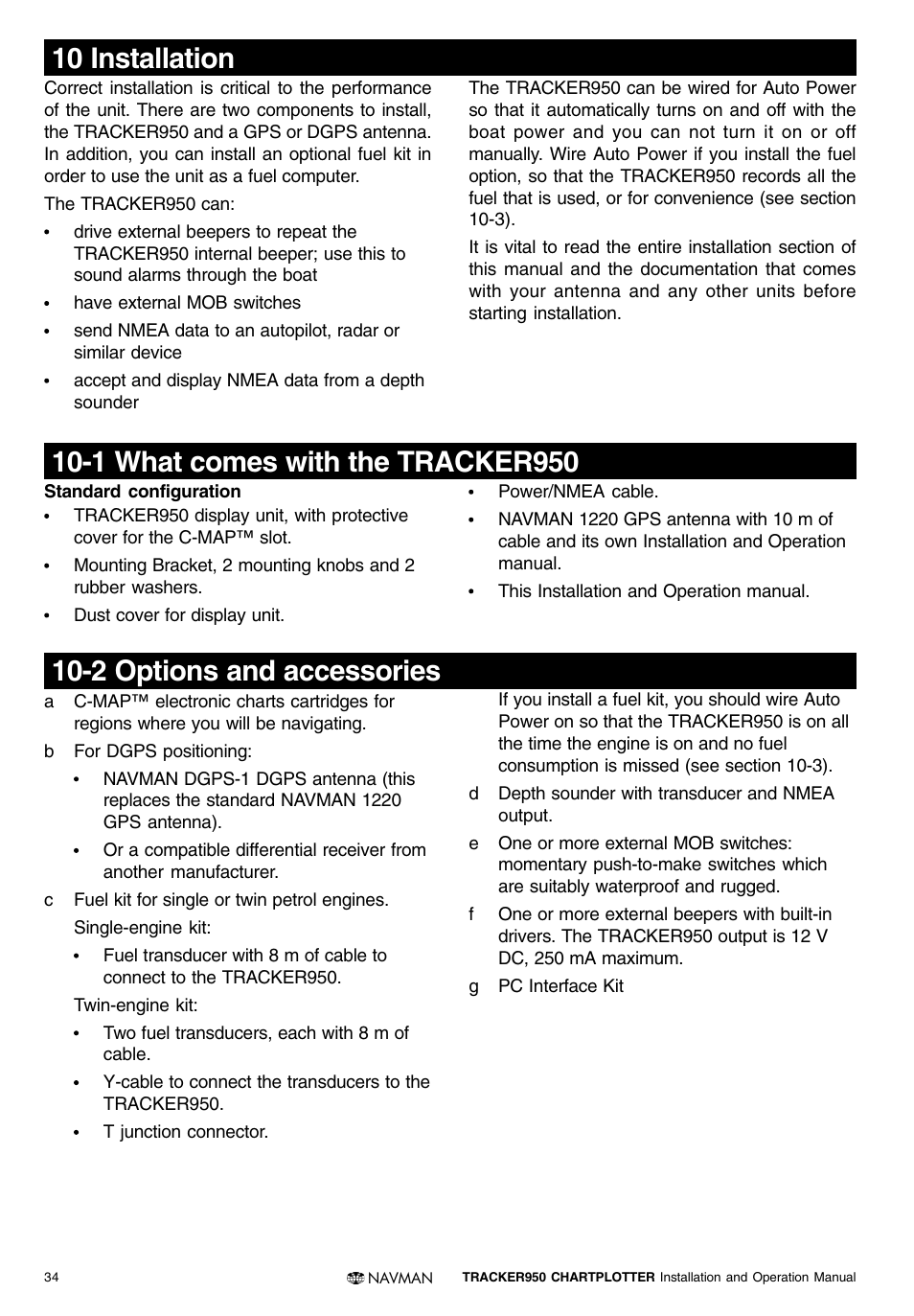 2 options and accessories | Navman TRACKER950 User Manual | Page 32 / 41