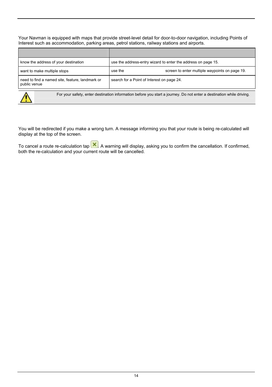 How do i go from a to b, What if i miss a turn | Navman F25 User Manual | Page 14 / 70