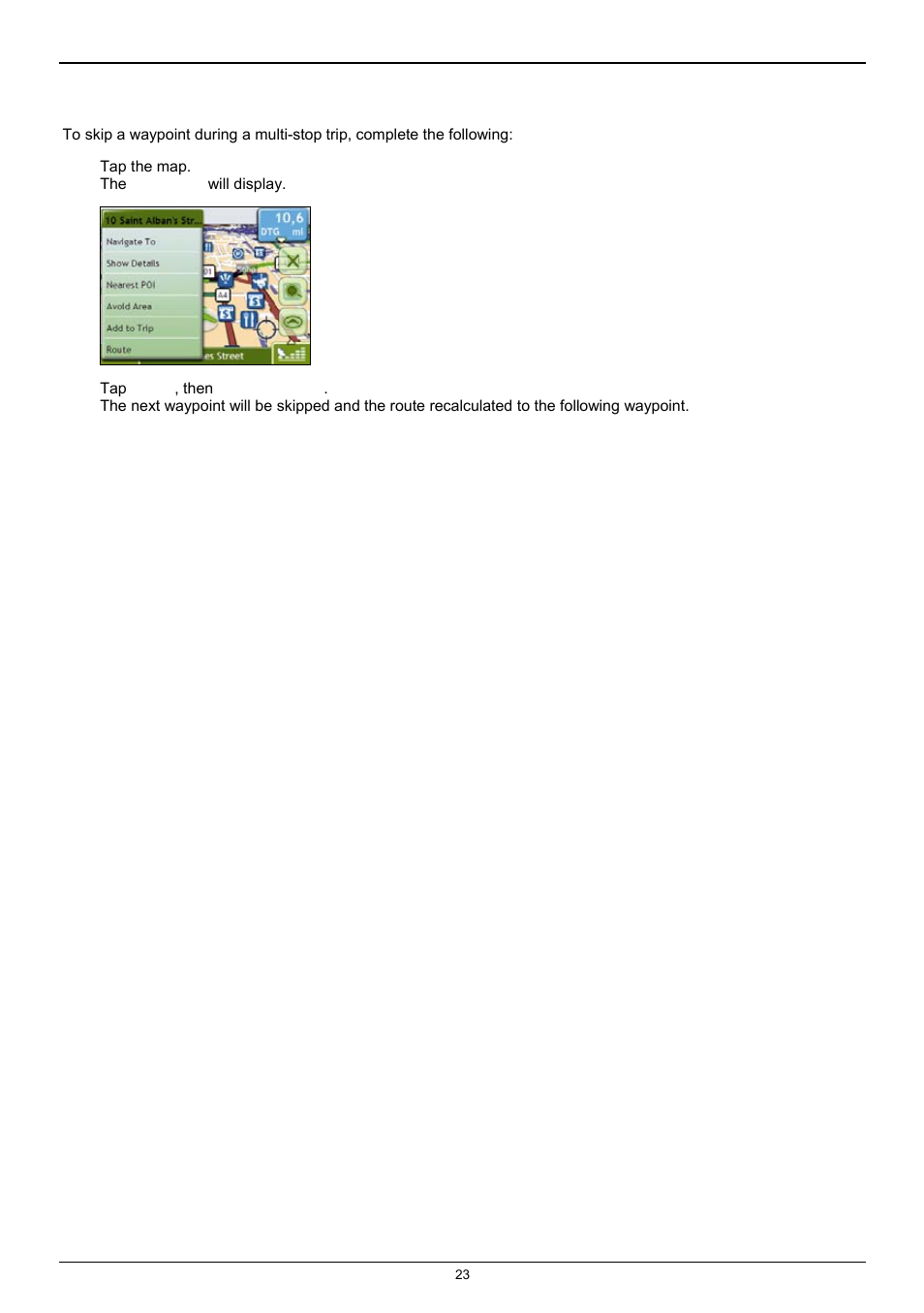 How do i skip a waypoint during a multi-stop trip | Navman F25 User Manual | Page 23 / 70