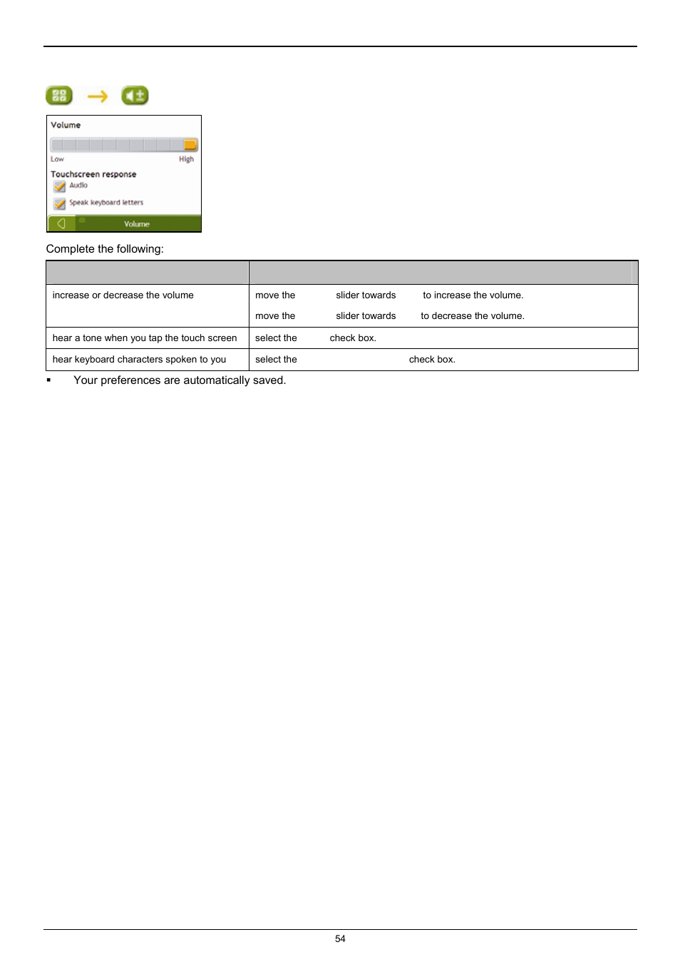 Volume | Navman F25 User Manual | Page 54 / 70