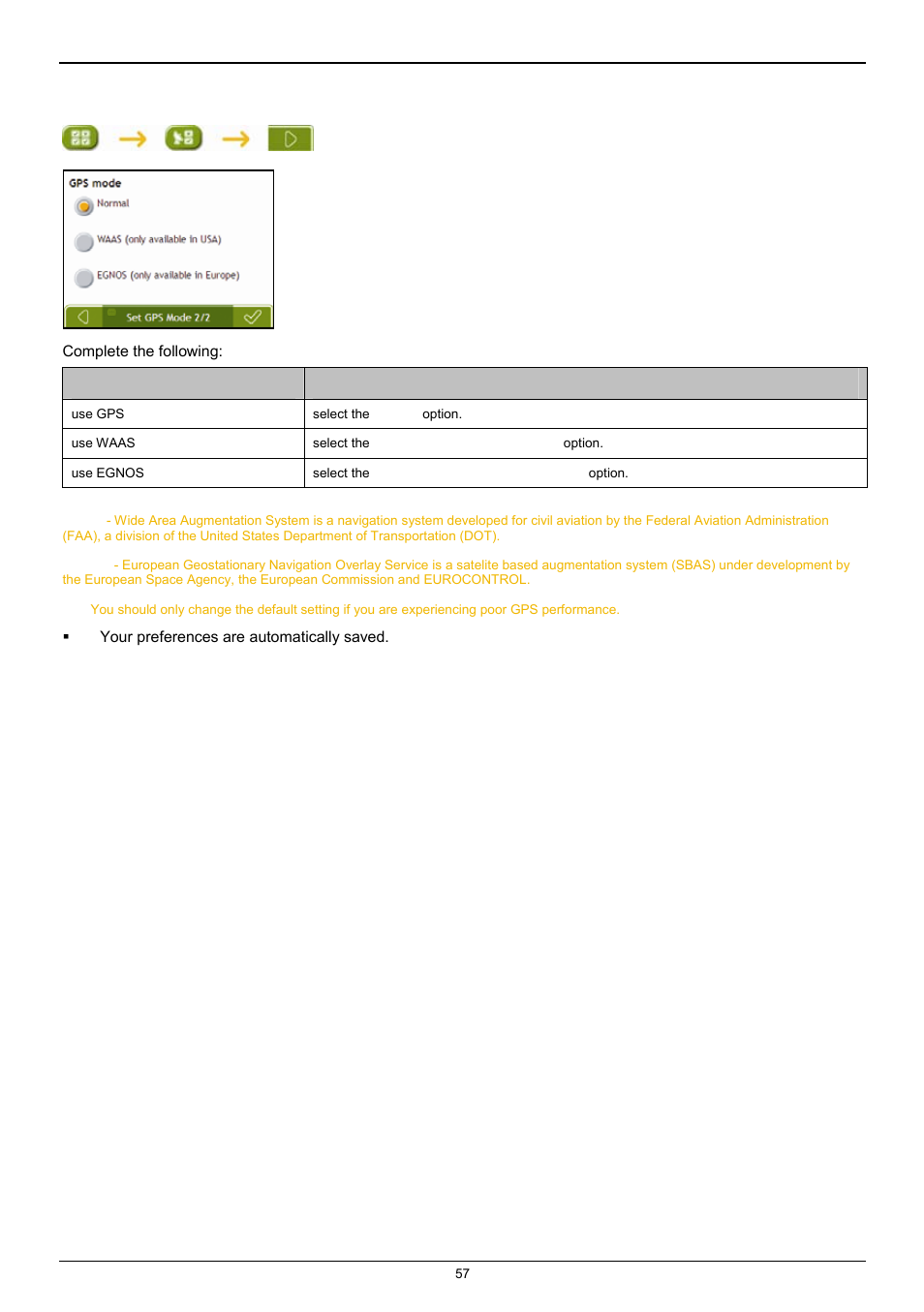 Set gps mode 2/2 | Navman F25 User Manual | Page 57 / 70