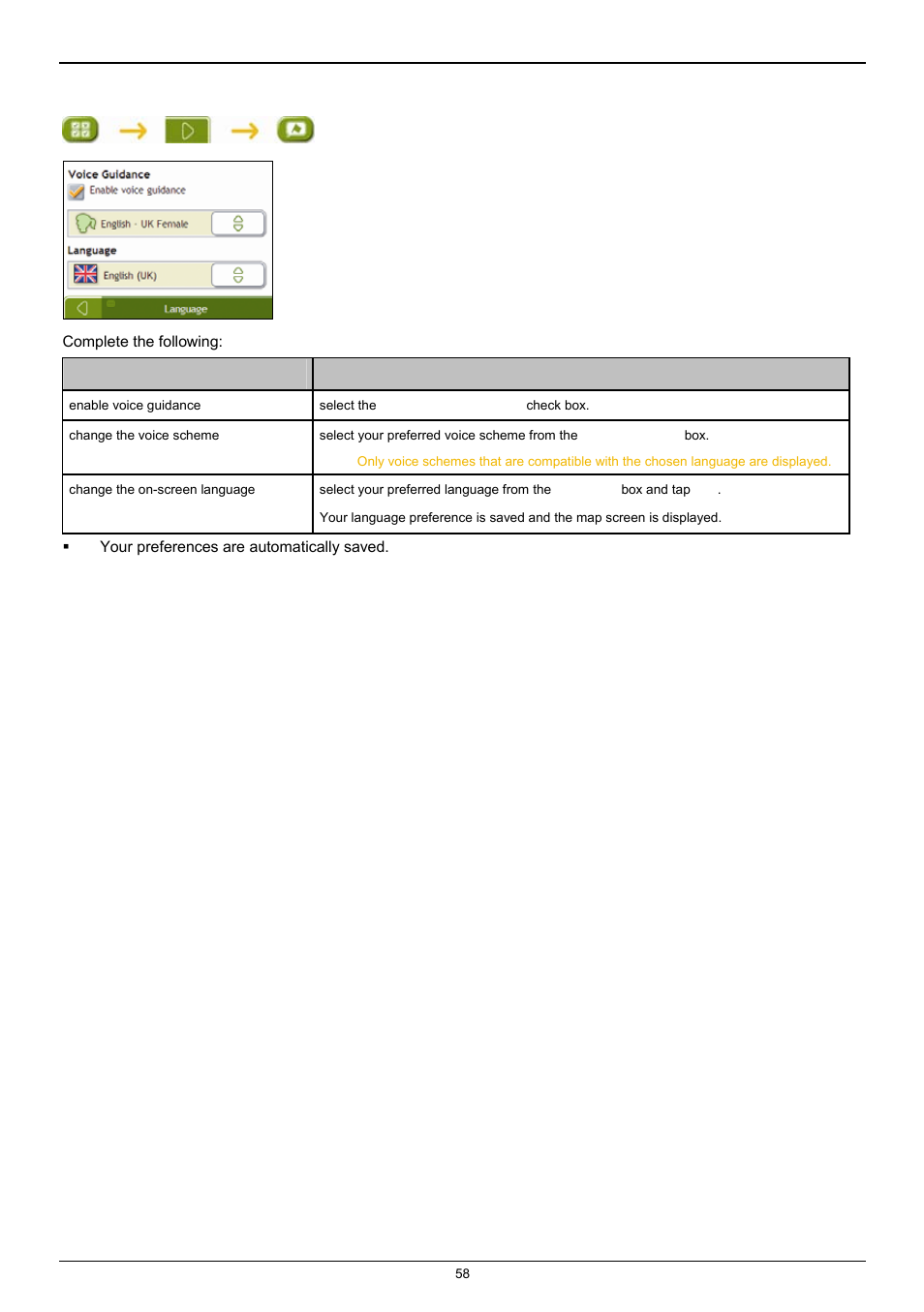 Language | Navman F25 User Manual | Page 58 / 70
