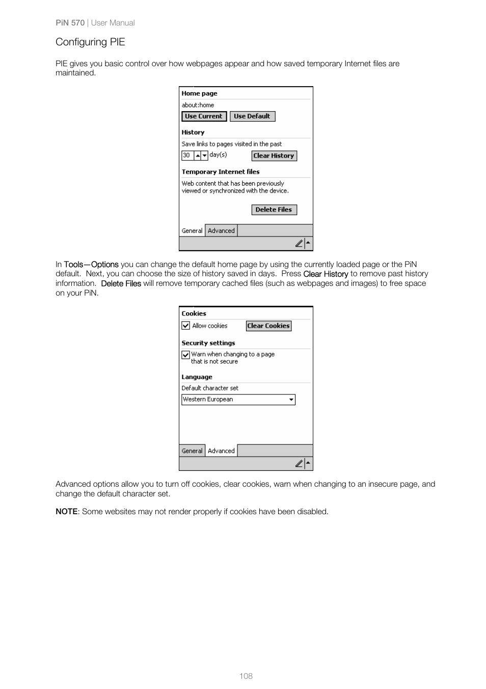 Configuring pie | Navman PiN 570 User Manual | Page 108 / 116