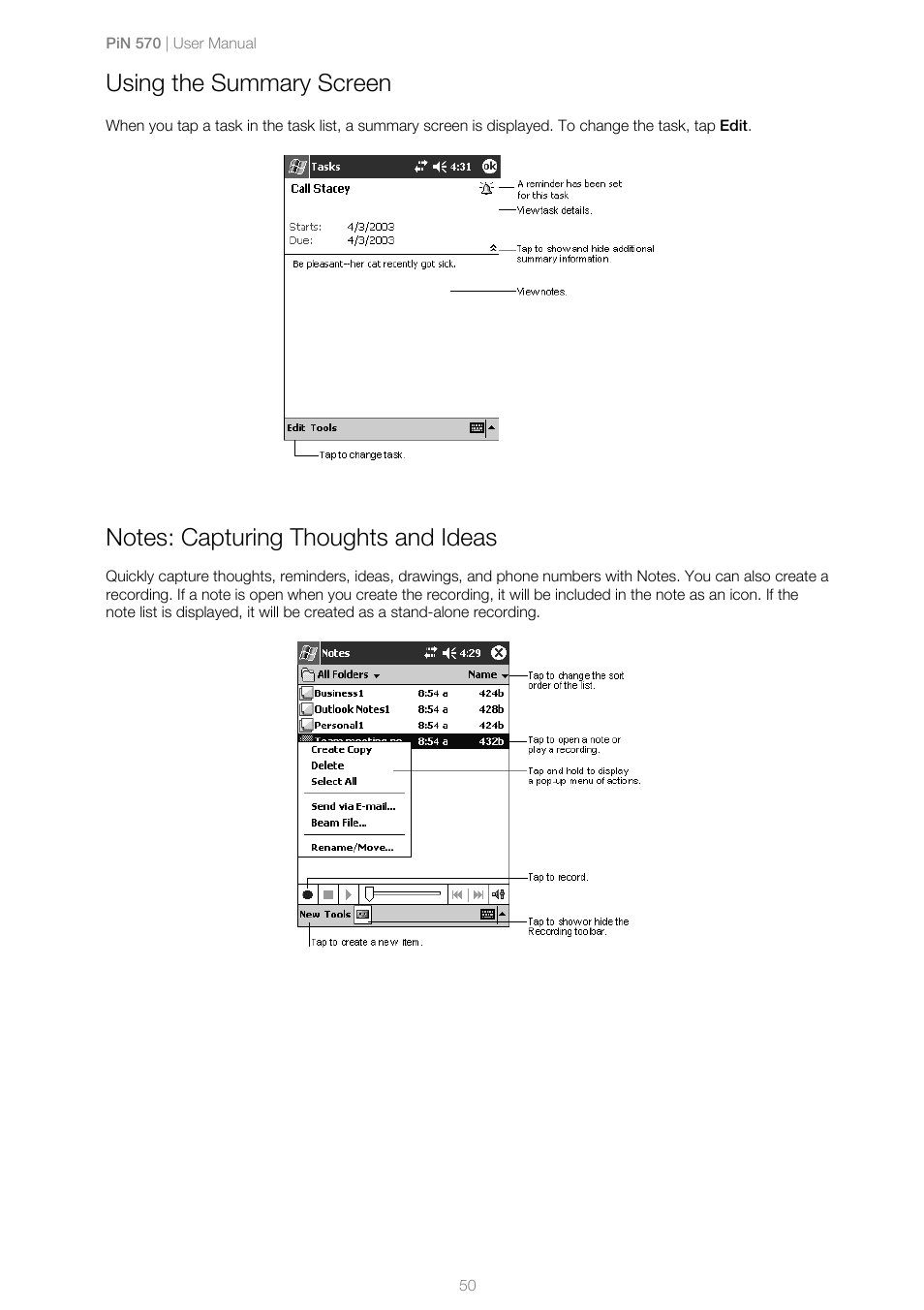 Using the summary screen | Navman PiN 570 User Manual | Page 50 / 116