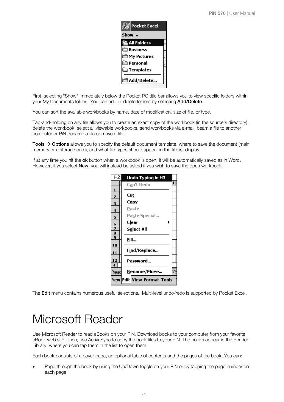 Microsoft reader | Navman PiN 570 User Manual | Page 71 / 116