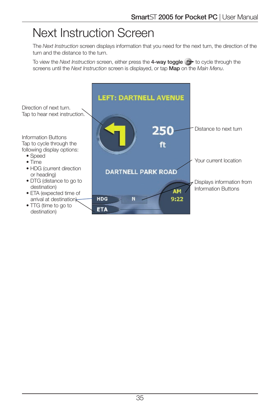 Next instruction screen | Navman Smart 2005 User Manual | Page 35 / 68