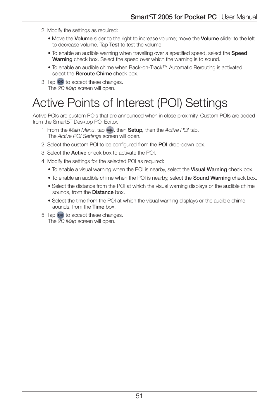 Active points of interest (poi) settings | Navman Smart 2005 User Manual | Page 51 / 68