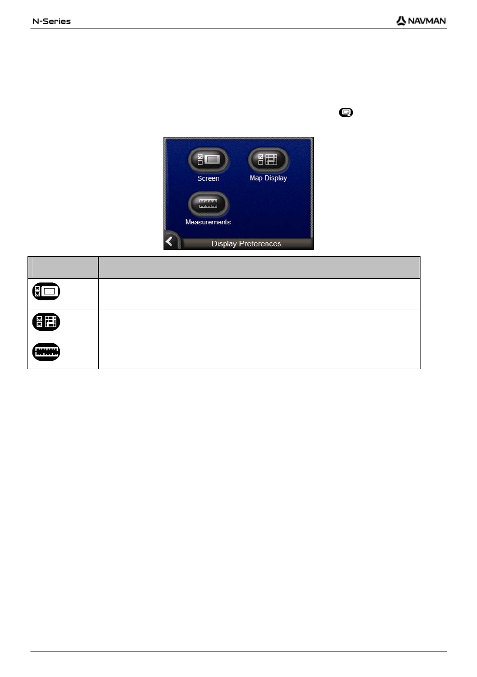 Display preferences, Element description | Navman N-Series User Manual | Page 120 / 144