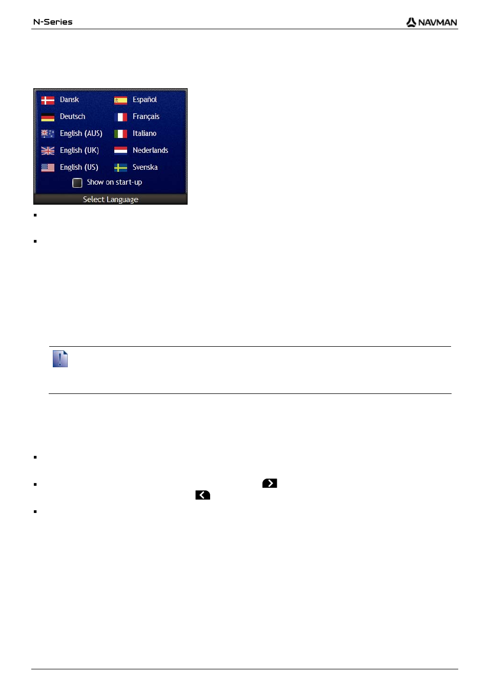 Select your preferred language, Accept the warning message, View the tutorial | Navman N-Series User Manual | Page 18 / 144