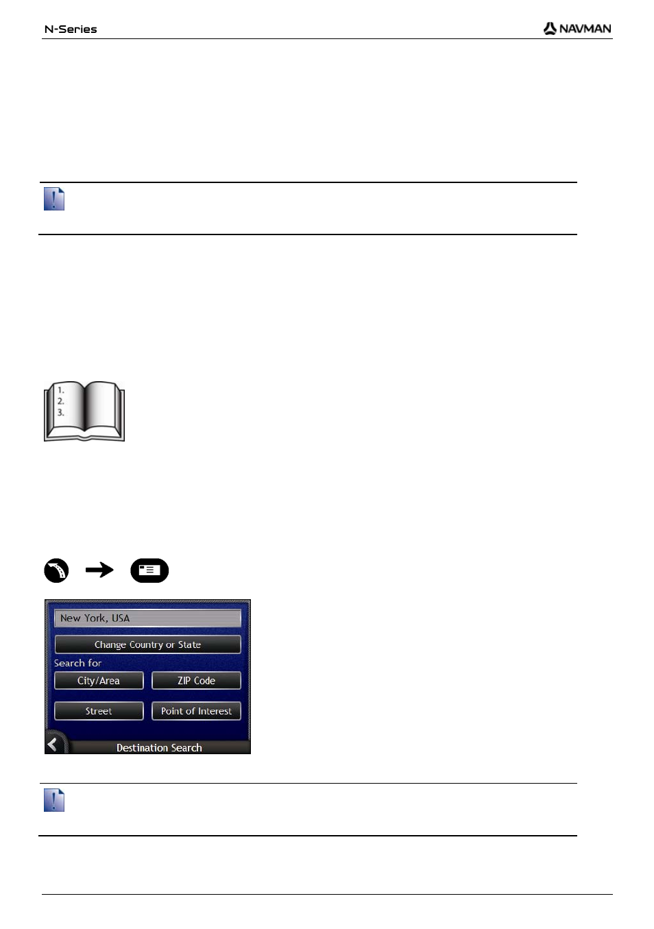 How do i search for other pois, Quick steps, Open the destination search screen | Navman N-Series User Manual | Page 40 / 144