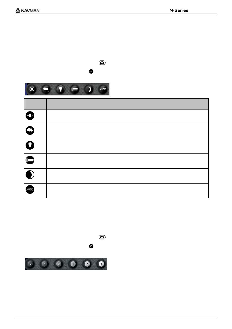 How do i customize camera preferences, Lighting options, Brightness options | Setting description | Navman N-Series User Manual | Page 59 / 144