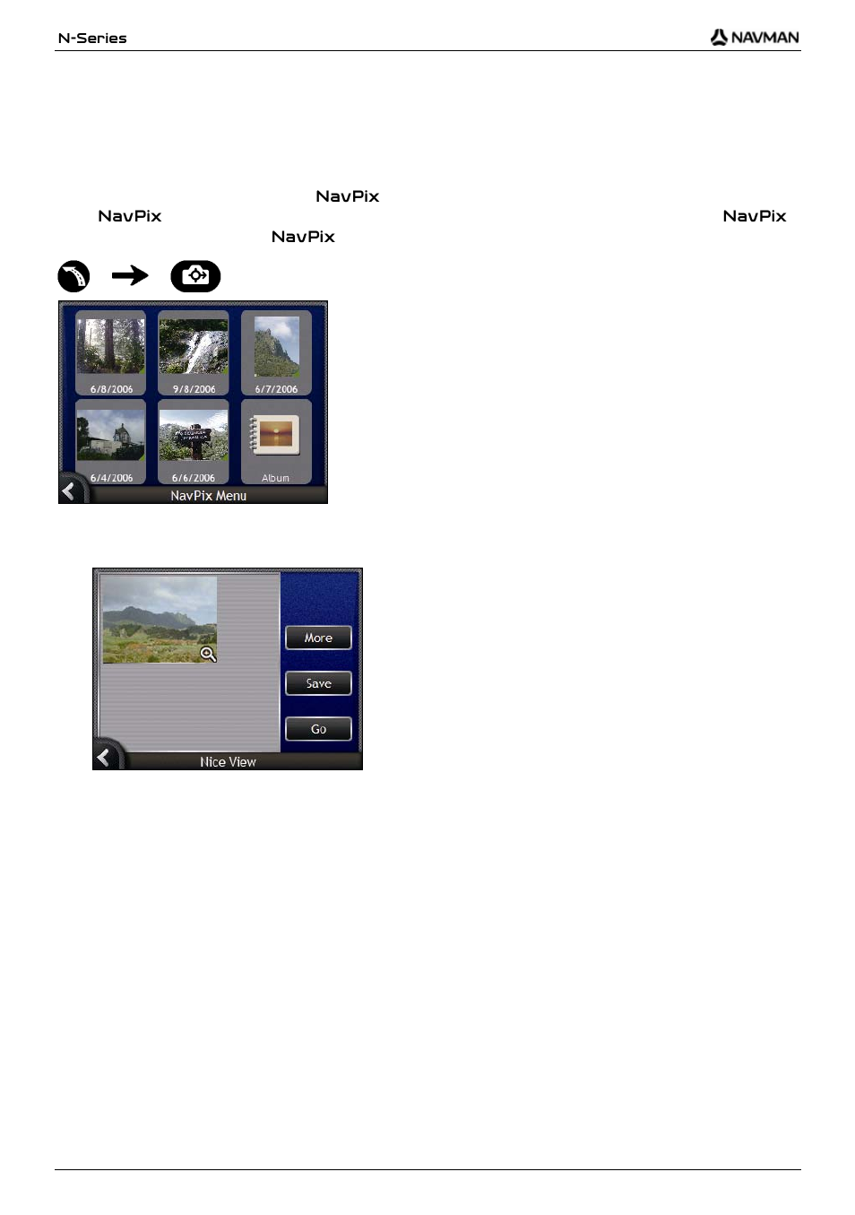How do i navigate to a navpix photo | Navman N-Series User Manual | Page 64 / 144