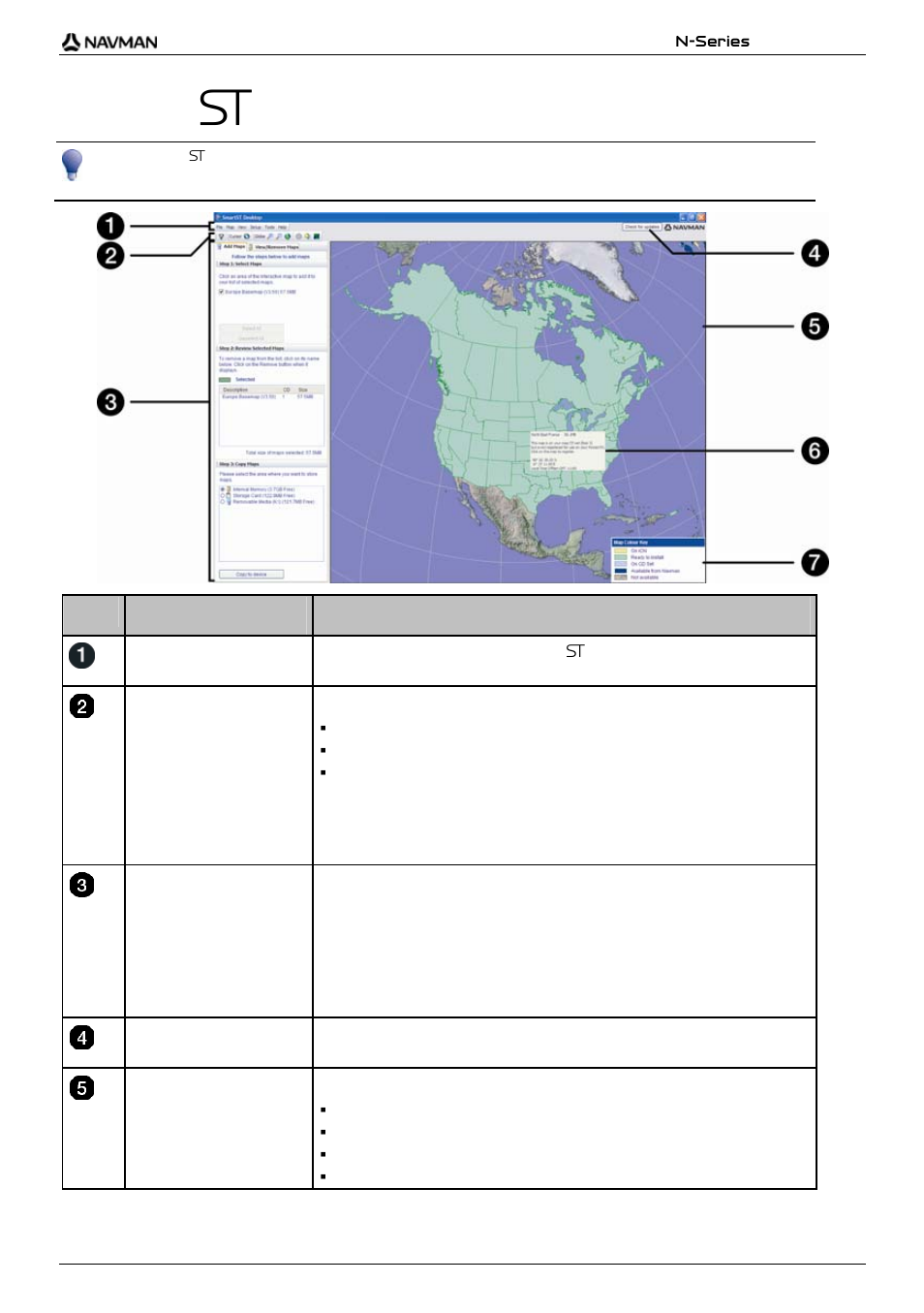 Smart desktop features, Element description | Navman N-Series User Manual | Page 81 / 144