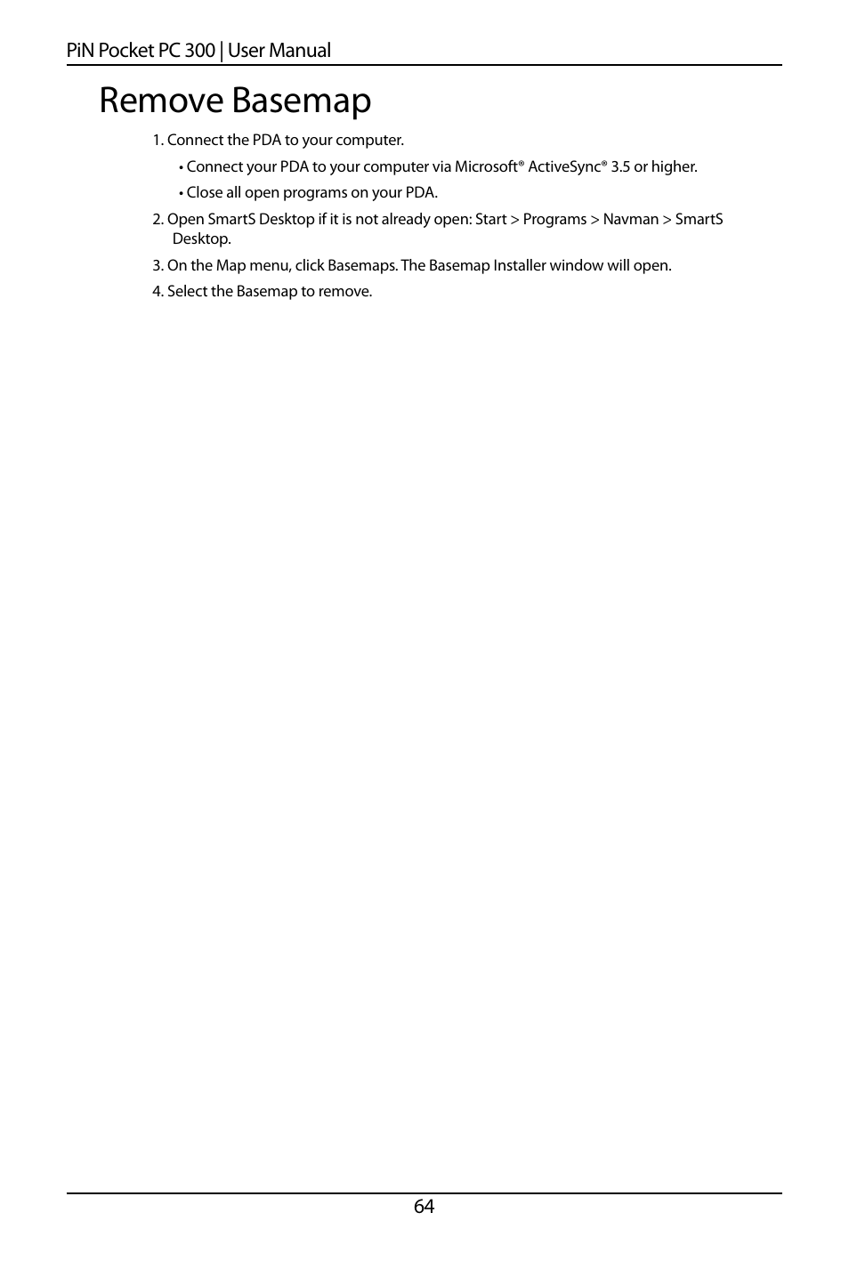 Remove basemap | Navman SmartS TM User Manual | Page 64 / 69