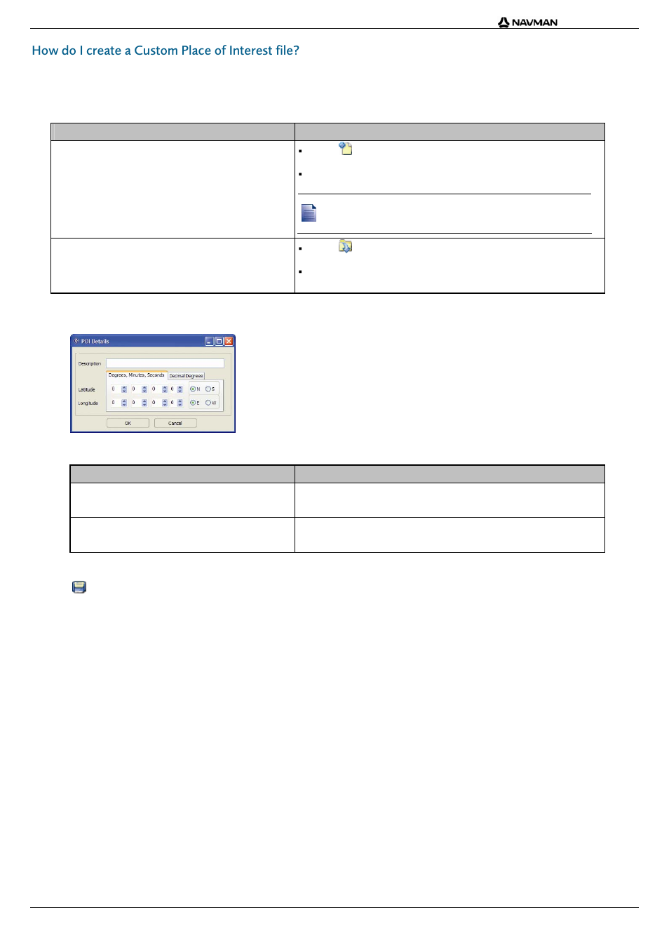 How do i create a custom place of interest file, If you want to ... then, If you know ... then | Navman F20 User Manual | Page 7 / 10