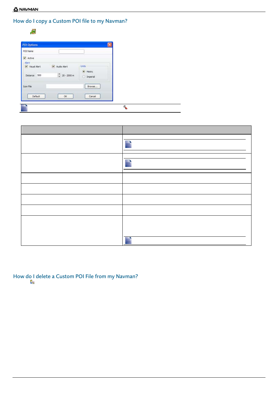 How do i copy a custom poi file to my navman, How do i delete a custom poi file from my navman, If you want to ... then | Navman F20 User Manual | Page 8 / 10