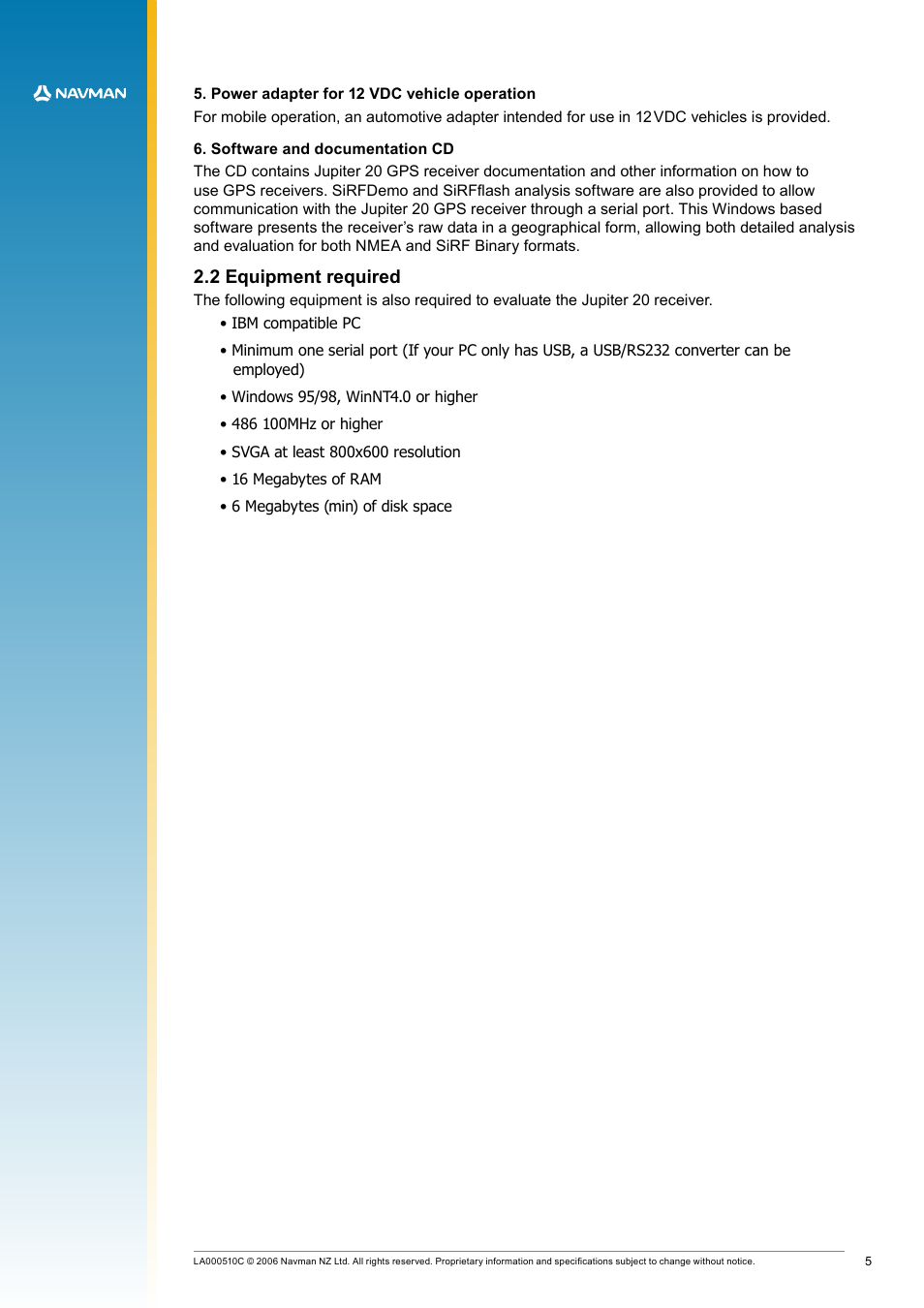 2 equipment required | Navman LA000507 User Manual | Page 5 / 16
