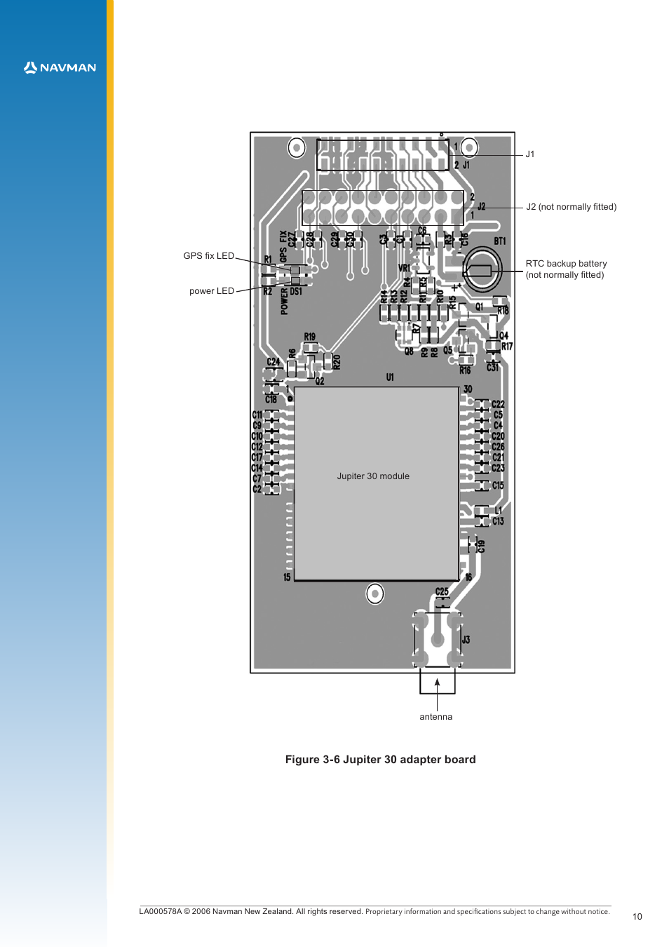 Figure 3-6 jupiter 30 adapter board | Navman LA000578A User Manual | Page 10 / 17