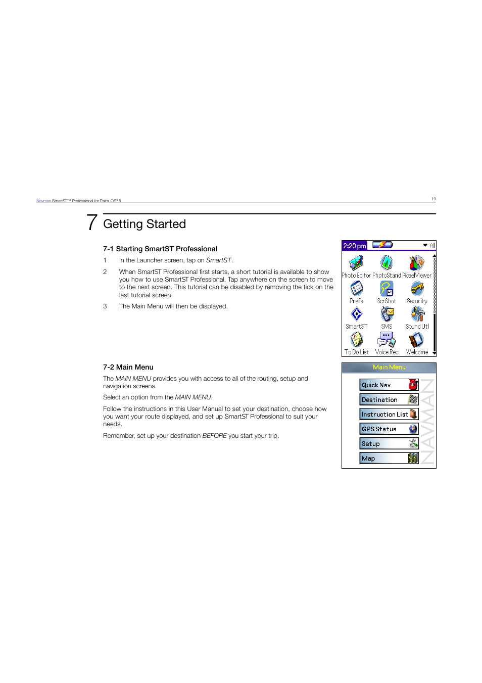 Getting started | Navman SmartST Professional User Manual | Page 19 / 60