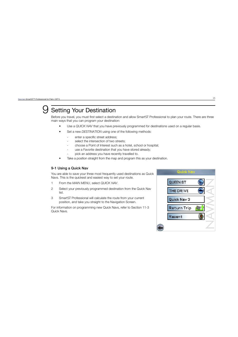Setting your destination | Navman SmartST Professional User Manual | Page 25 / 60