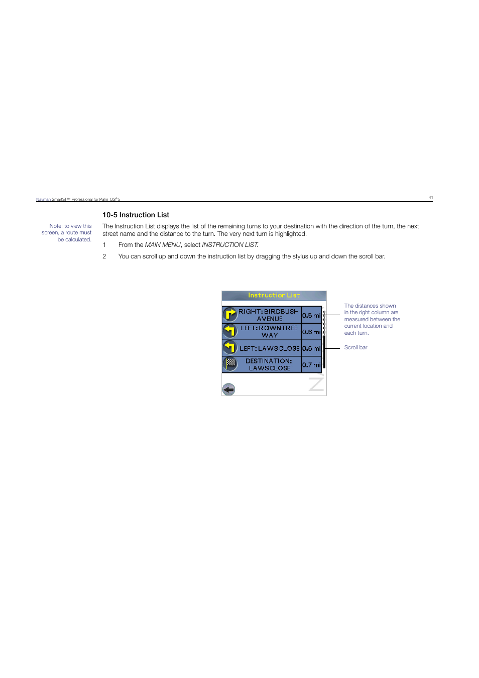 5 instruction list | Navman SmartST Professional User Manual | Page 41 / 60