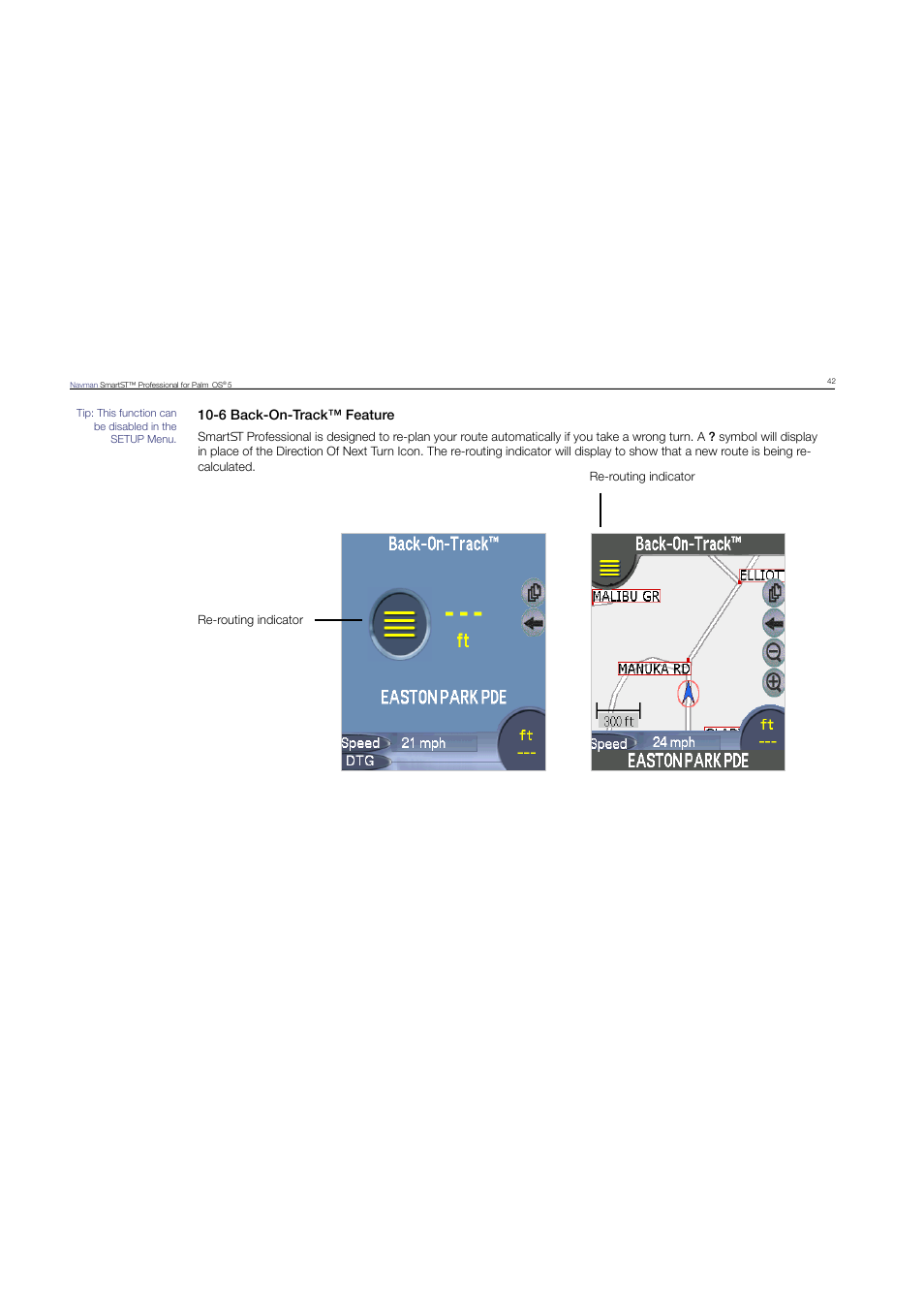 6 back-on-track™ feature | Navman SmartST Professional User Manual | Page 42 / 60