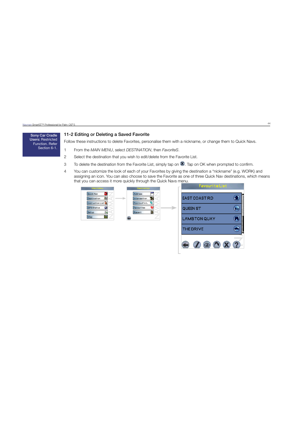 2 editing or deleting a saved favorite | Navman SmartST Professional User Manual | Page 44 / 60